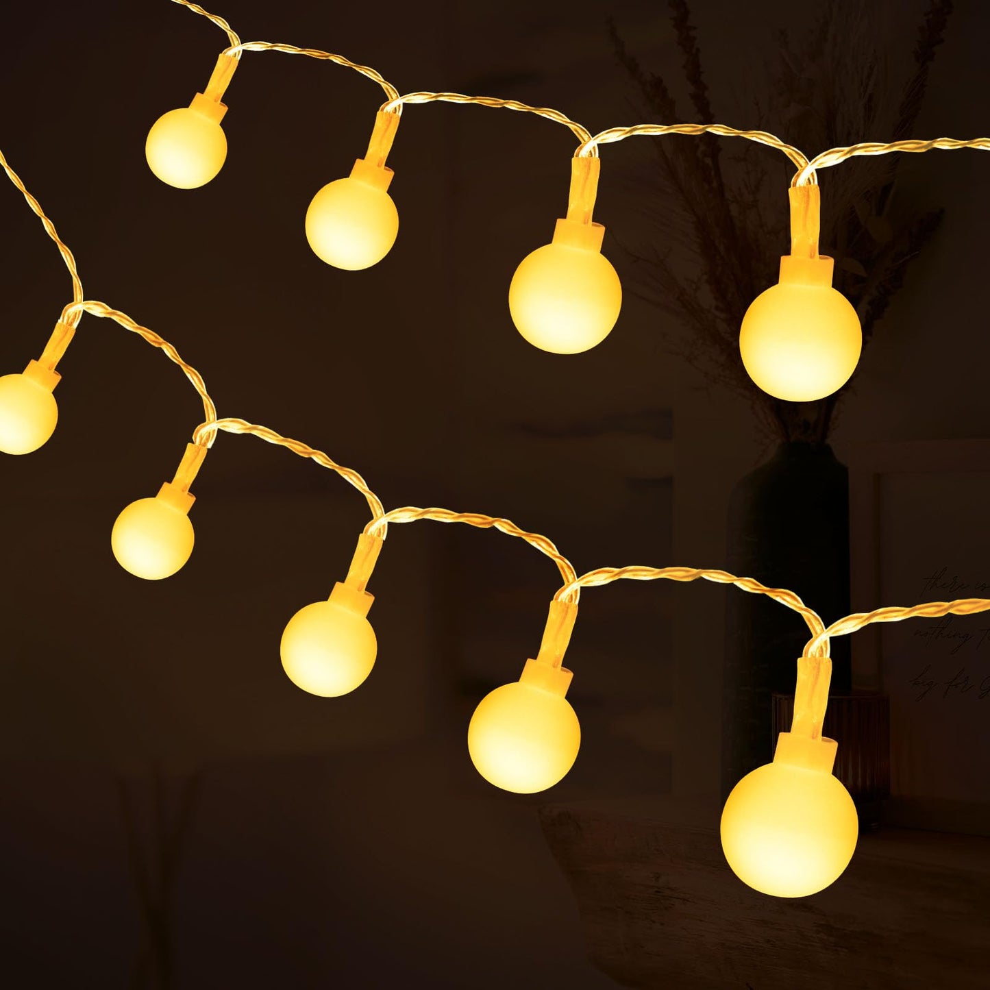 AUAUY String Lights, 40 LED 19.6FT String Lights Battery Operated 2 Modes, Christmas Lights Bedroom, Waterproof Outdoor Lights for Indoor Outdoor Wedding Party New Year Garden Decorations(Warm White)