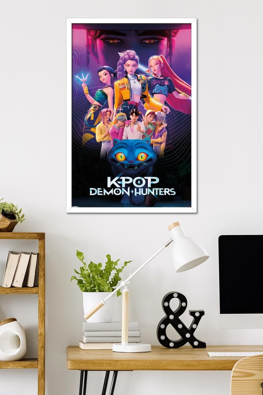 Netflix KPop Demon Hunters Wall Poster - Framed 34L x 22.4W for Stylish Home Decor