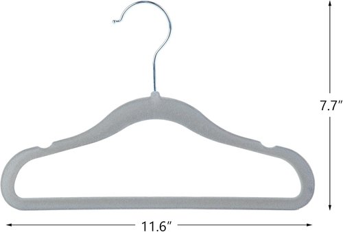 Finnhomy Non-Slip Velvet Baby & Kids Clothes Hangers - 30-Pack with 10 Finger Clips, Gray