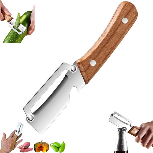 Skiennix Premium Vegetable Peeler - Multi-Functional Kitchen Tool with Wooden Handle & Stainless Steel Blade