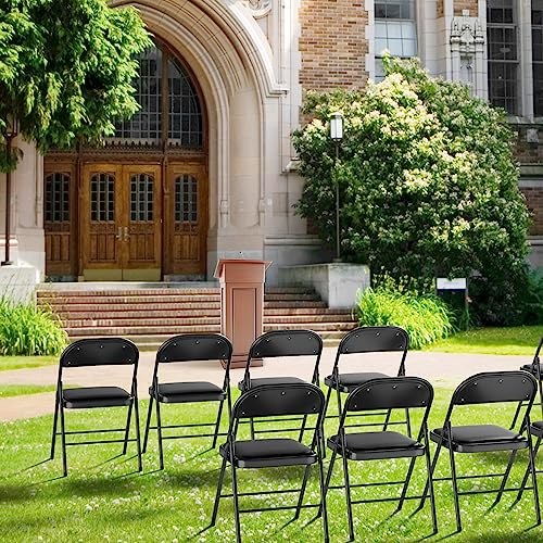 Black 2 Pack Folding Chairs with Padded Seats & Metal Frame, 350 lbs Capacity