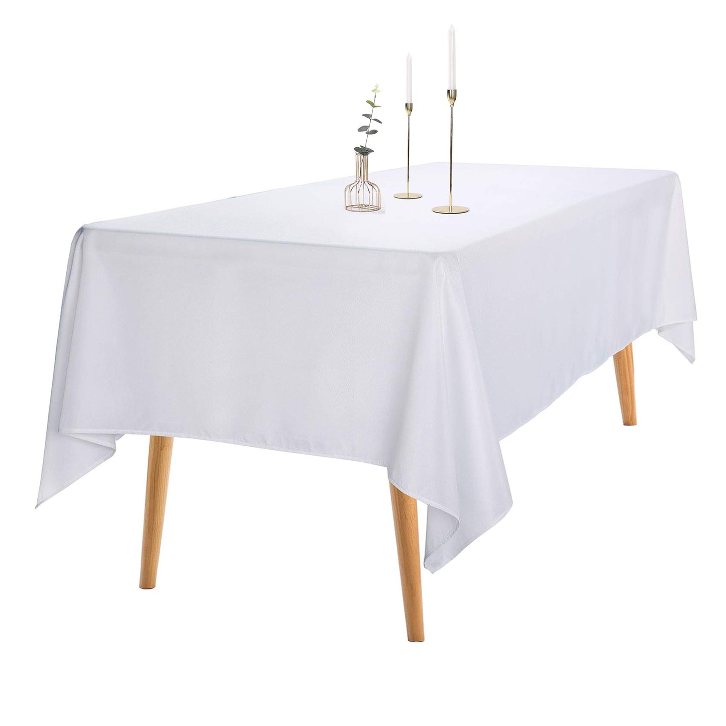 Ascoza 2pack 60x120 Inch White Rectangular Tablecloth 6 Feet Table Cloth in Polyester Fabric for Wedding/Banquet/Restaurant/Parties