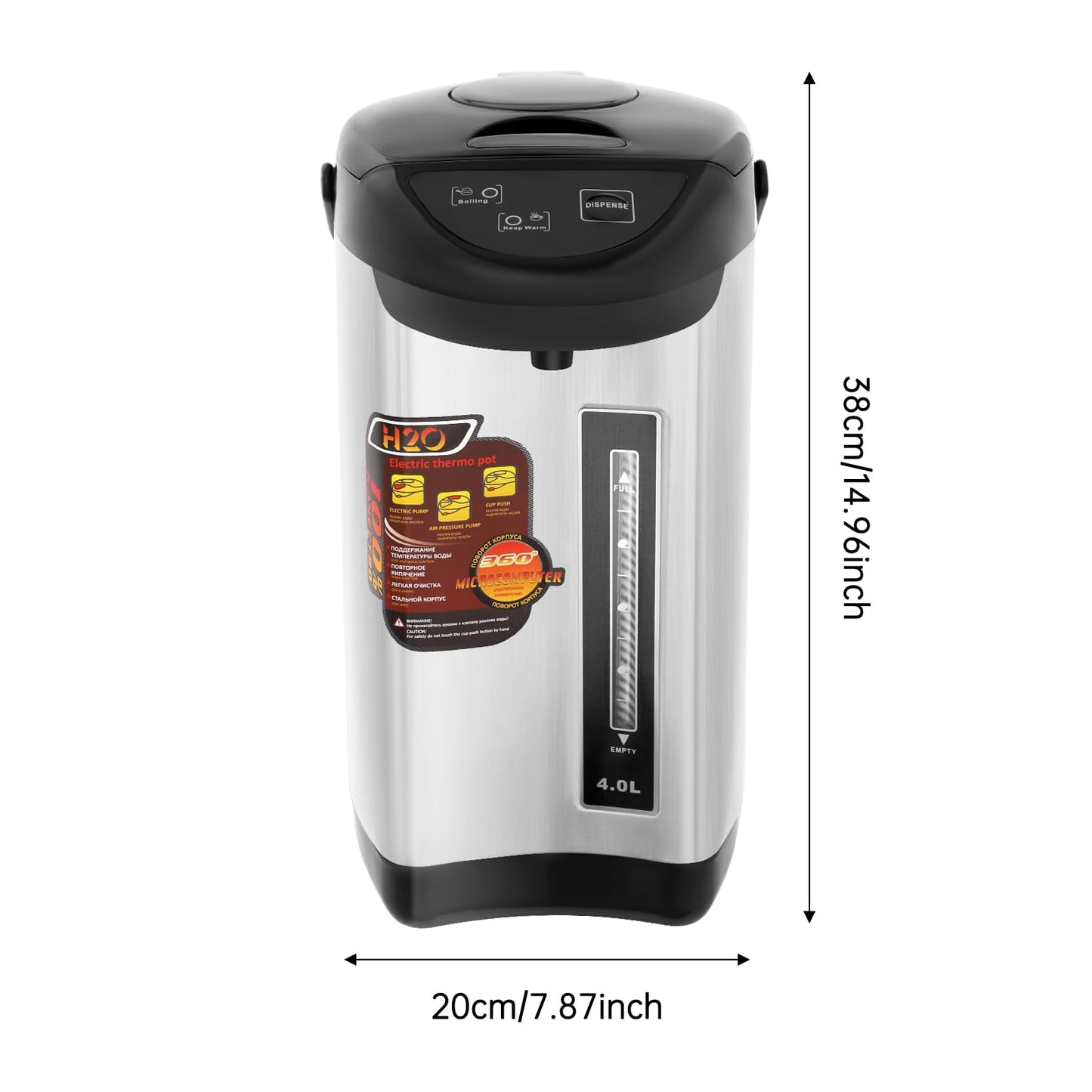 Water Boiler & Warmer, 750W 4L Electric Stainless Steel Water Boiler with 3 Dispensing Modes and Filter Mesh, Water Kettle Daily Use