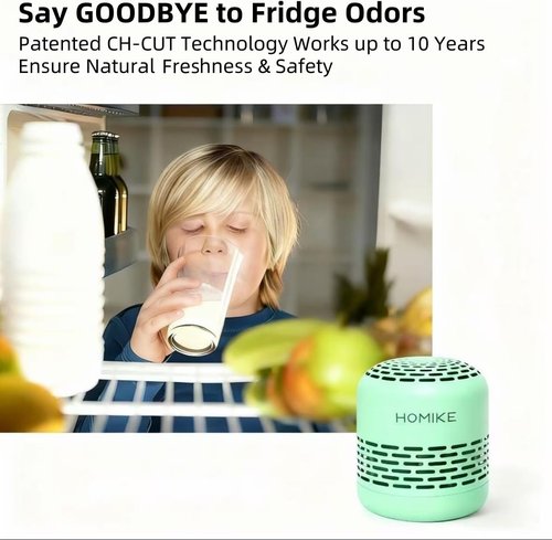 HOMIKE Refrigerator Deodorizer - Long-Lasting Odor Eliminator for Fridge, Closet & Car | Green