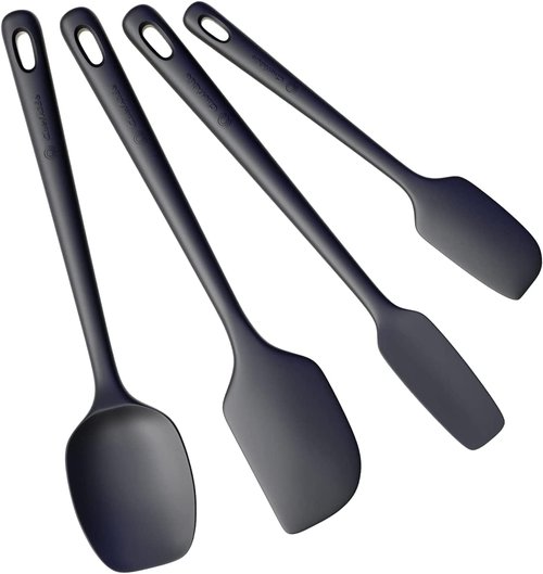 ChefAide Silicone Spatula Set - 4 Pieces, Ergonomic Grip, Heat Resistant Up to 600°F for Nonstick Cookware