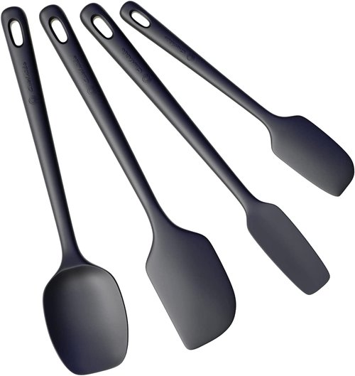 ChefAide 4 Pieces Silicone Spatula Set, Food Grade Rubber Spatula, Upgrade Strong Handle with Ergonomic Grip, Heat Resistant for Nonstick Cookware, Cooking