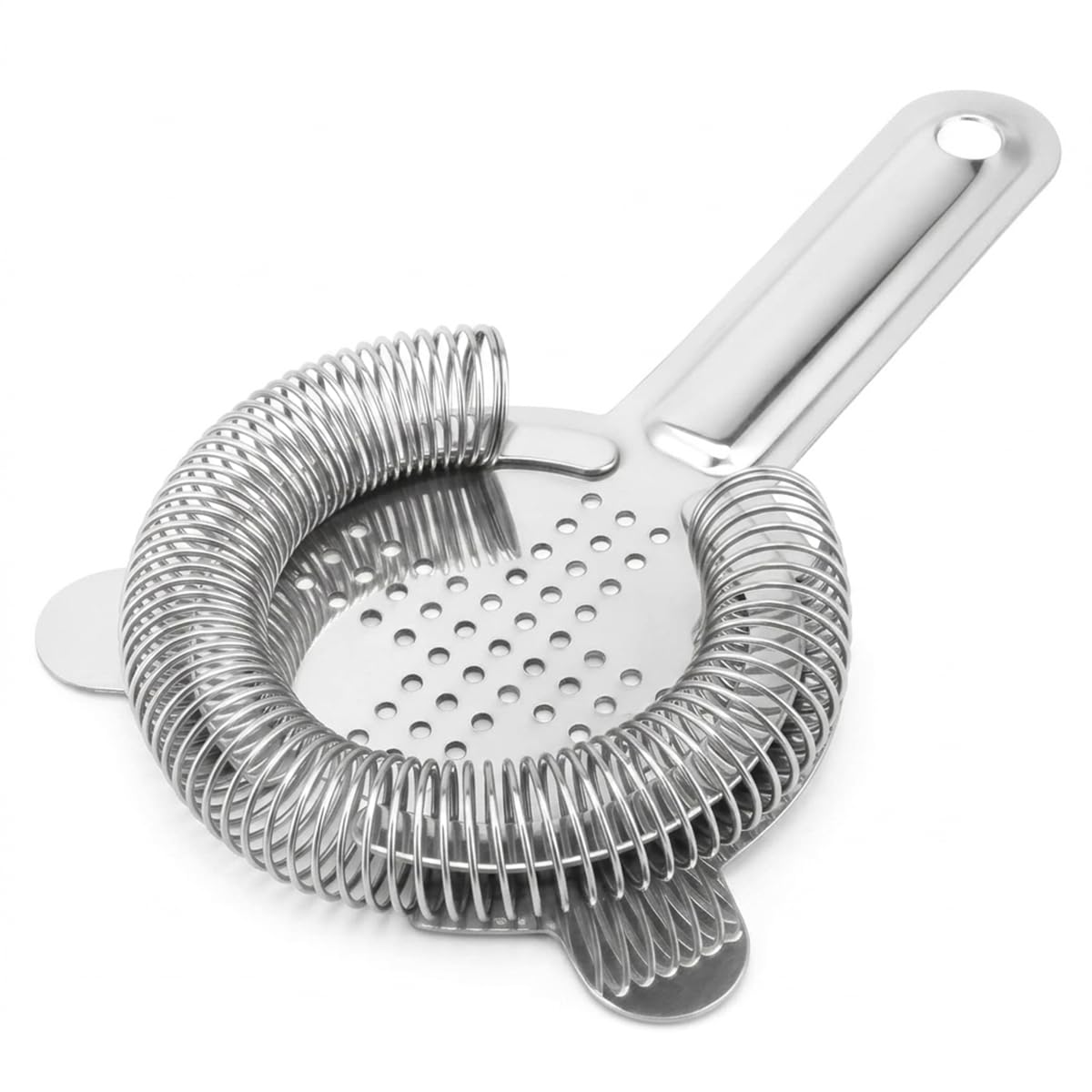 Professional Hawthorne Cocktail Strainer, Food-Grade 304 Stainless Steel Bar Strainer with High-Density Spring, Ergonomic Drink Strainer for Cocktails, Shakers, and Mixing Glasses - Silver
