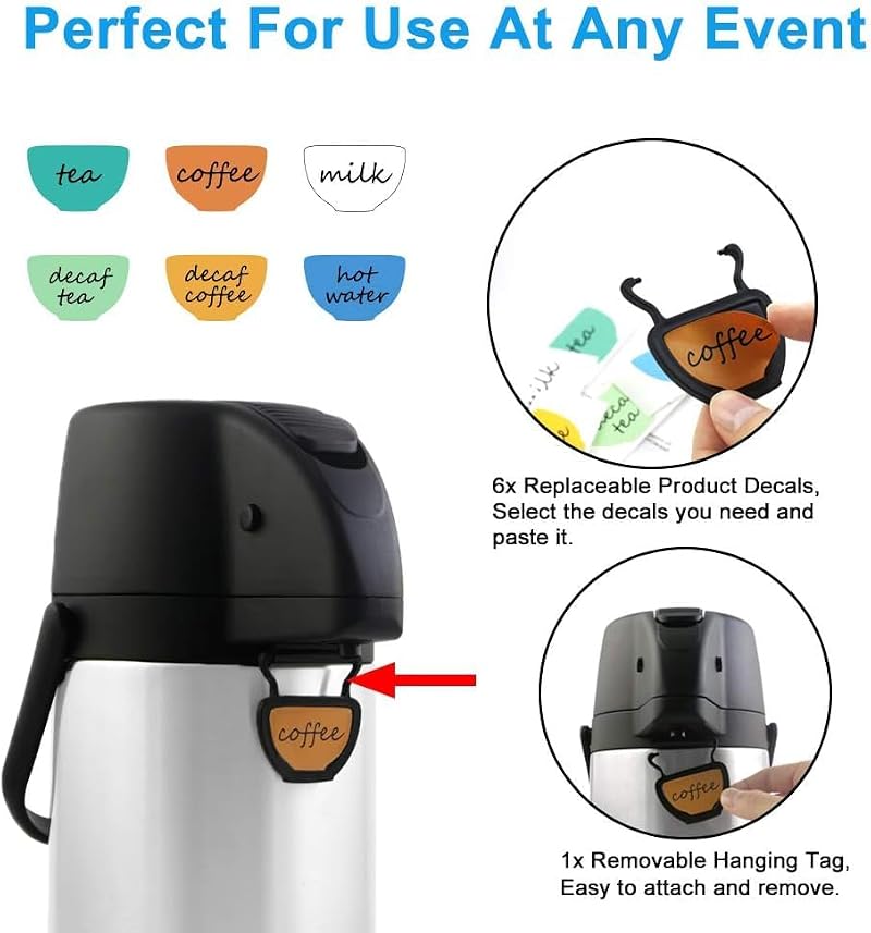 3L Insulated Stainless Steel Coffee Dispenser with Pump - Large Thermal Carafe - 101.4 Oz - Hot Cold Water