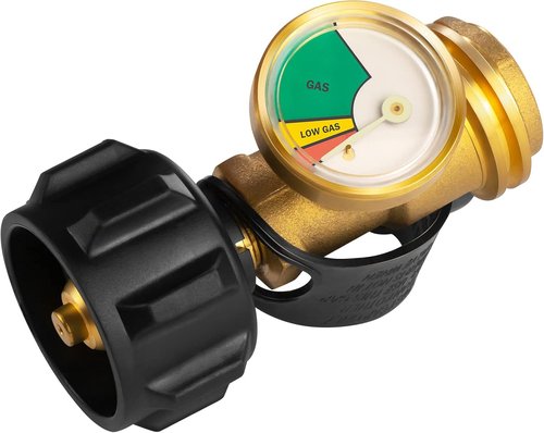 DOZYANT Propane Tank Gauge - Leak Detector & Gas Pressure Meter for RVs, BBQ Grills & Heaters | Type 1 Connection
