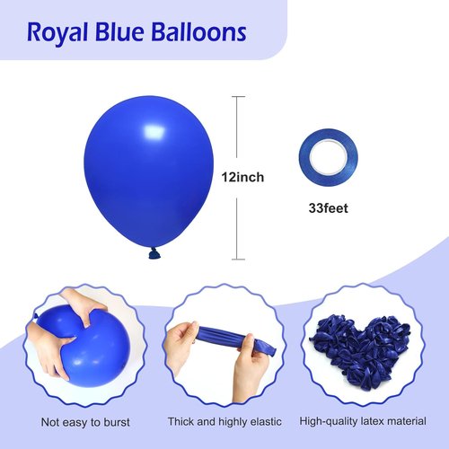 FOTIOMRG Royal Blue Balloons - 12 Inch Helium Quality Latex for Birthday, Graduation & Baby Showers | 50 Pack