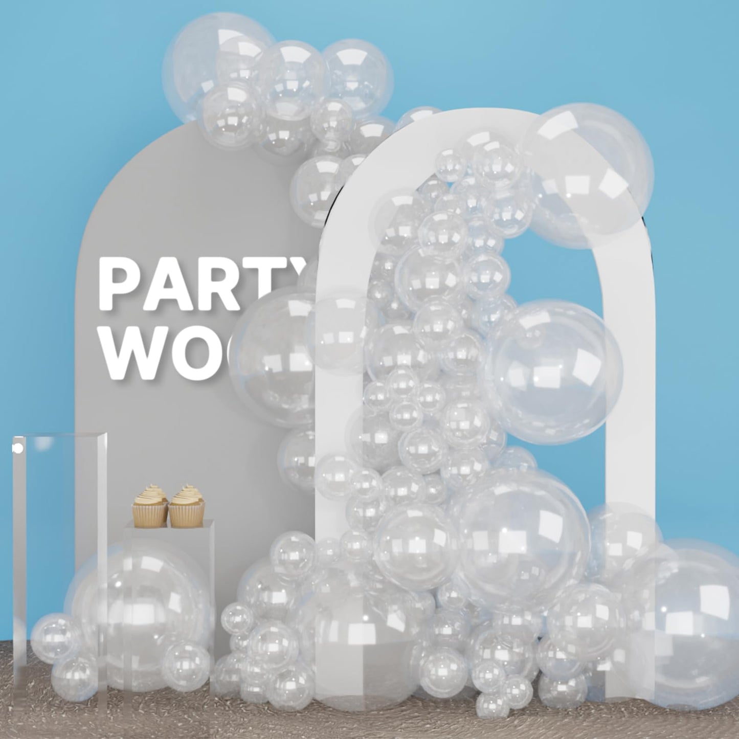 PartyWoo Clear Balloons 100pcs Different Sizes of 18 12 10 5 Inch Transparent Balloon Arch Kit for Graduation Wedding Baby Shower Bridal Shower Anniversary Birthday Party Decorations Clear-Y2