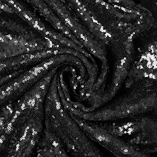 HMQIANG Black Round Sequin Tablecloth 120 Inch for Party Events