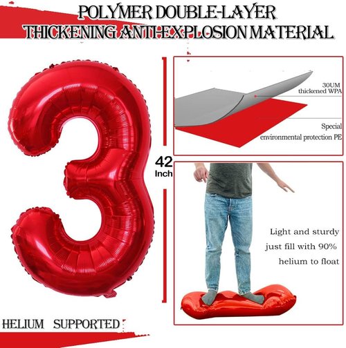 GOER Jumbo 30-Inch Red Foil Balloons - Perfect for 30th Birthday & Anniversary Celebrations