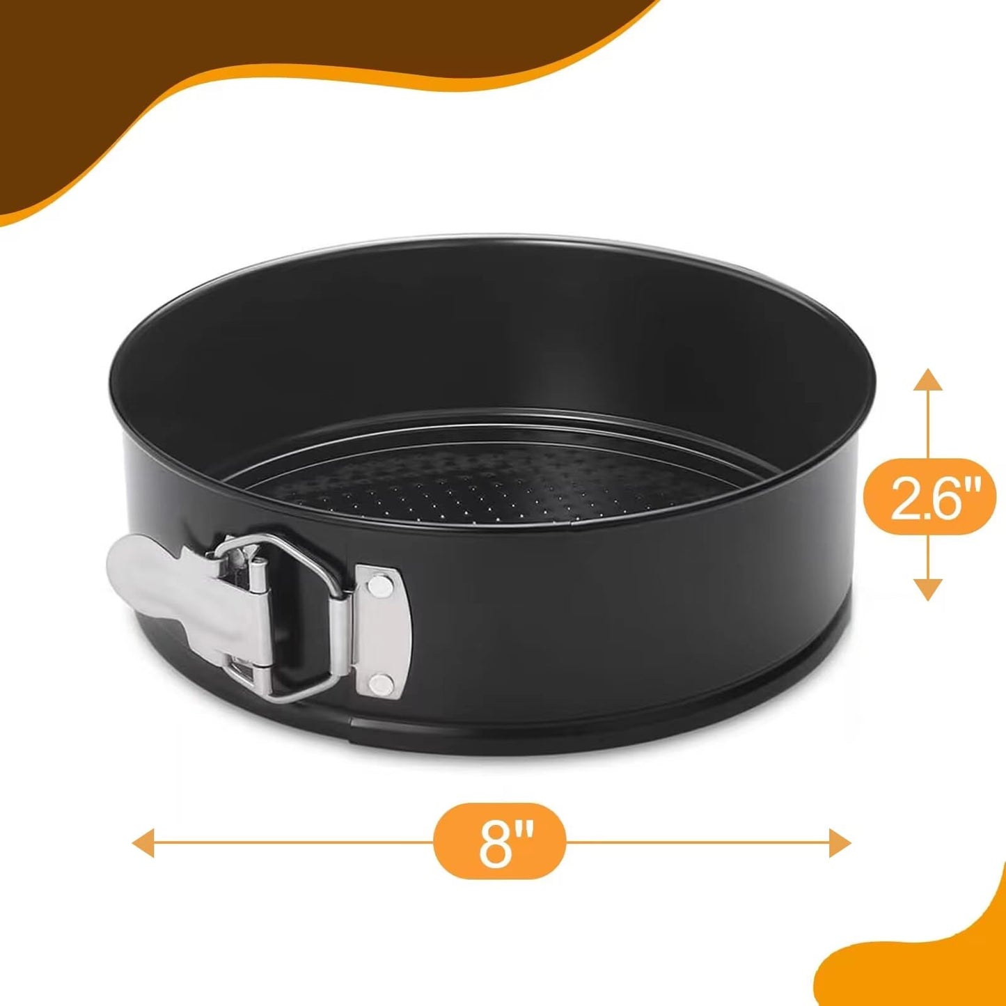 HIWARE 8 Inch Non-stick Springform Pan with Removable Bottom - Leakproof Cheesecake Pan