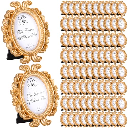 Vicenpal 30 Pcs Gold Mini Vintage Picture Frames Bulk 3.2 x 4 Inch - Baroque Style Small Photo Frames