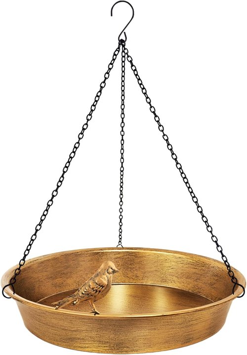 Antique Bronze Metal Bird Bath by [Brand Name] - Elegant Outdoor Bird Feeder Garden Decor | 11.5" Diameter
