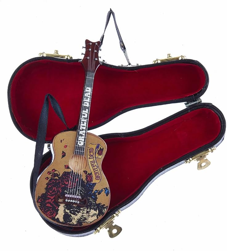 Grateful Dead Guitar Ornament with Case - 5.5" Kurt Adler Holiday Decor