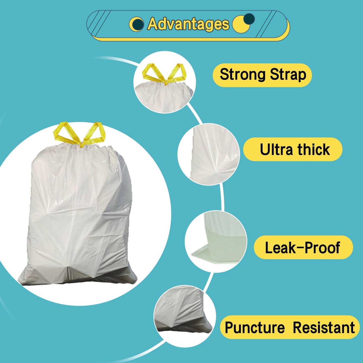 Strong Tall Kitchen Trash Bags - 13 Gallon Unscented Garbage Can Liners | 50 Count