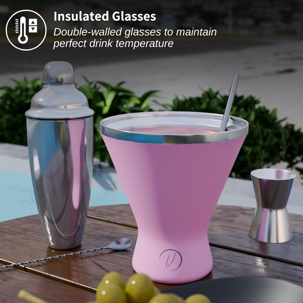 Mother’s Day Gift for Mom - [Pack of 1, Pink] Stainless Steel Martini Glass, Unbreakable Metal Cocktail Glass, Unique Gift for Women Wife, 10oz Elegant Drinkware