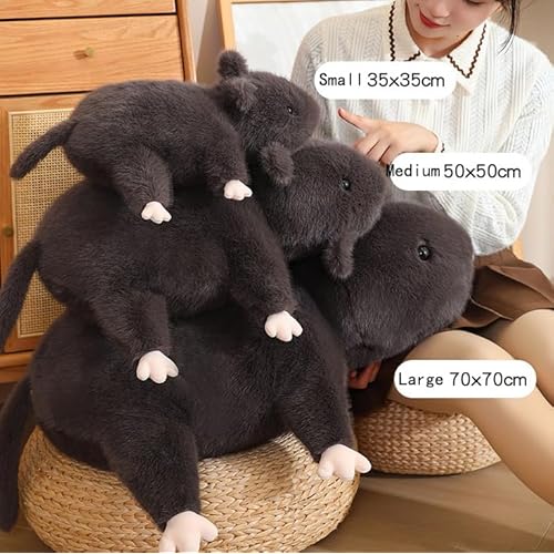 Large Rat Plush Pillow, Rat Stuffed Animal Plushie Toy for Kids Girls Boys, Birthday Gifts Room Decorations (Black)