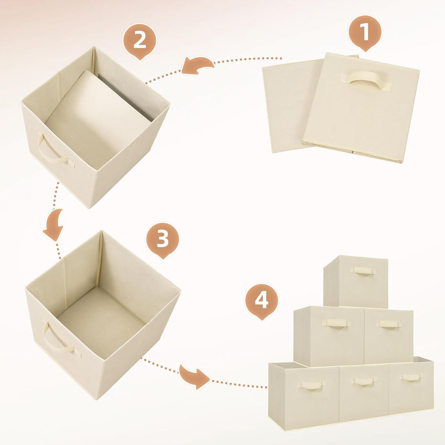 Storage Maniac Storage Cubes - 11-Inch Collapsible Bins with Handles | 10-Pack Beige Fabric Organizers
