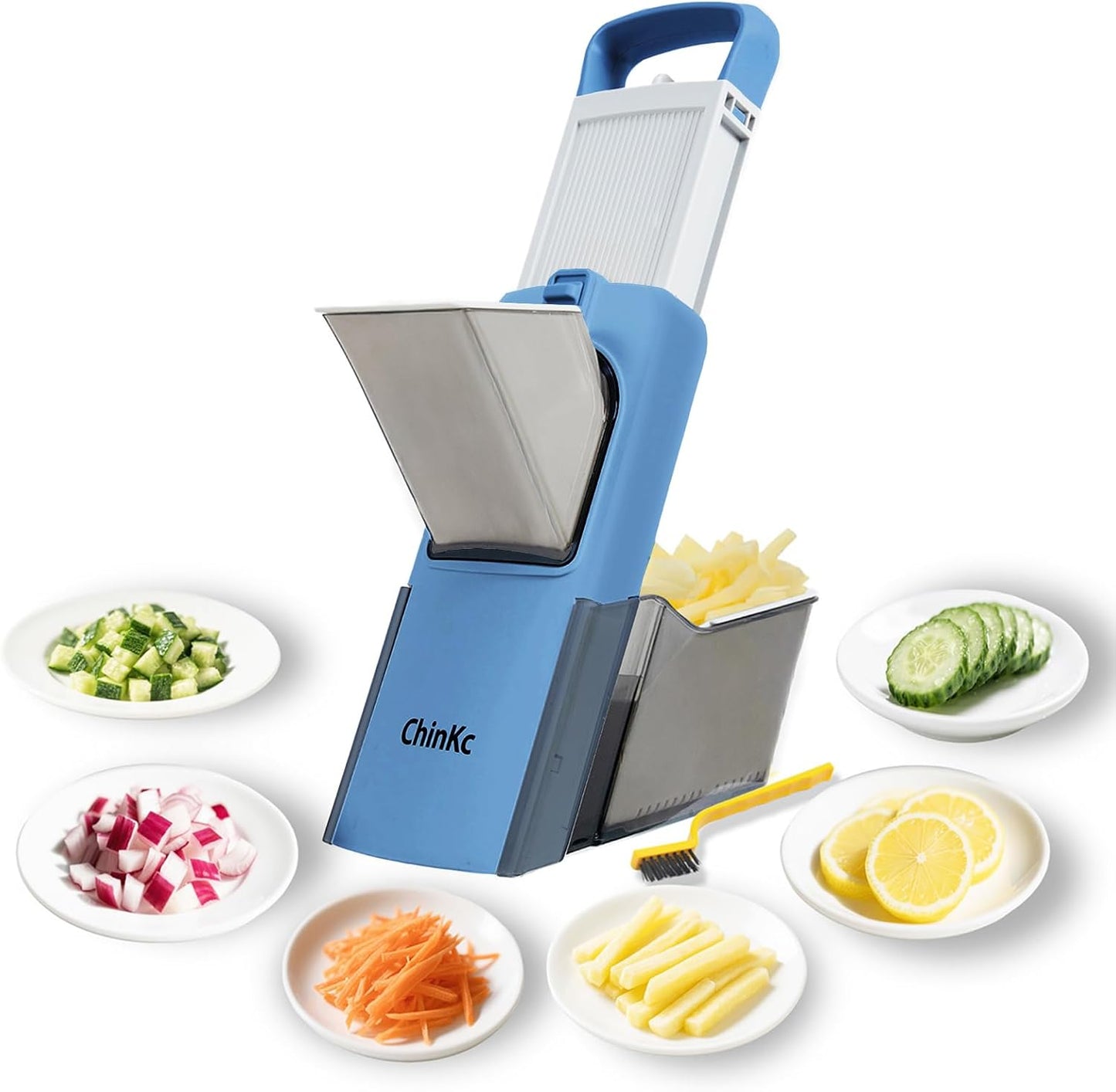 Upgrade Safe Mandoline Slicer - Adjustable Vegetable Chopper with Draining Basket | Perfect for Onions, Potatoes, and Salads