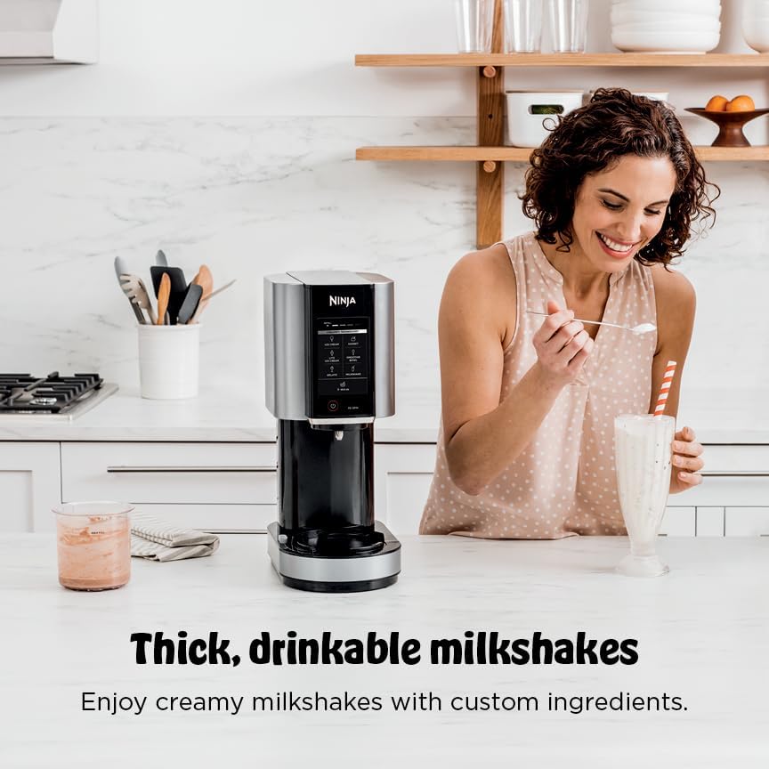 Ninja NC301 CREAMi Ice Cream Maker - Create Gelato, Milkshakes & Sorbet | 7 One-Touch Programs, Compact Size, Silver