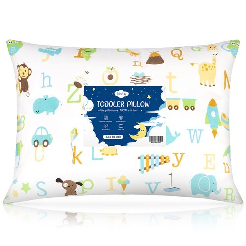 Babebay Toddler Pillow - Soft Cotton, Machine Washable, 13x18 Inches | Ideal for Comfortable Sleep