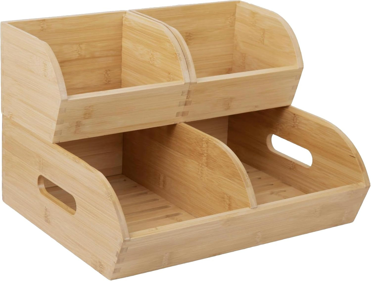 Regine Switzerland Potato and Onion Storage Bin - Ventilated Bamboo Organizer Baskets | Stackable 3-Pack for Pantry & Kitchen