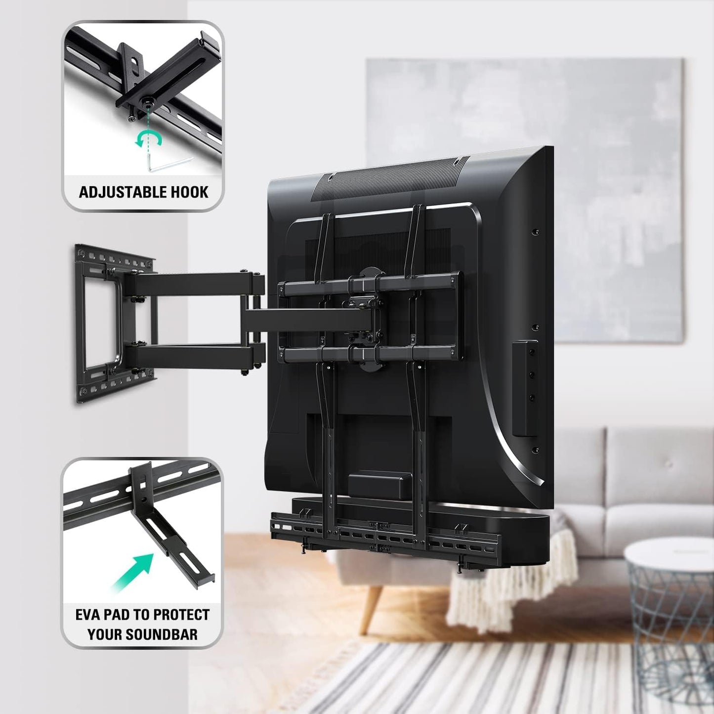 Mounting Dream TV Wall Mount - Swivel & Tilt for 32-65 Inch TVs | Includes Soundbar Bracket MD5425