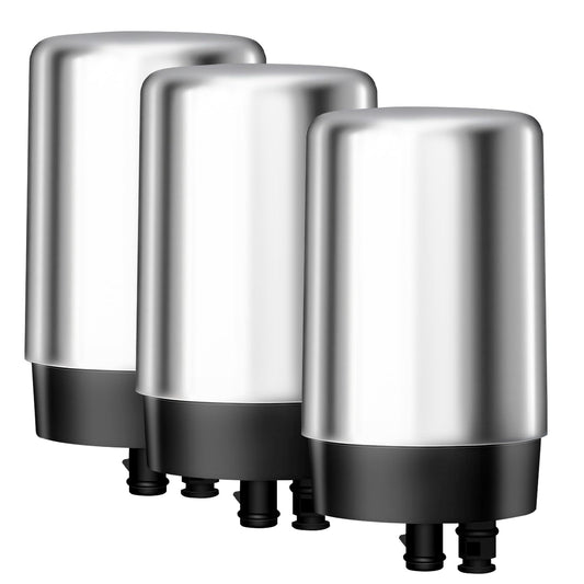 AQUA CREST 7027S Faucet Water Filter, Replacement for Brita® Filter, Brita® 36311 On Tap Water Filtration System, FR-200, FF-100, 100 Gallons, Chrome, 3 Pack