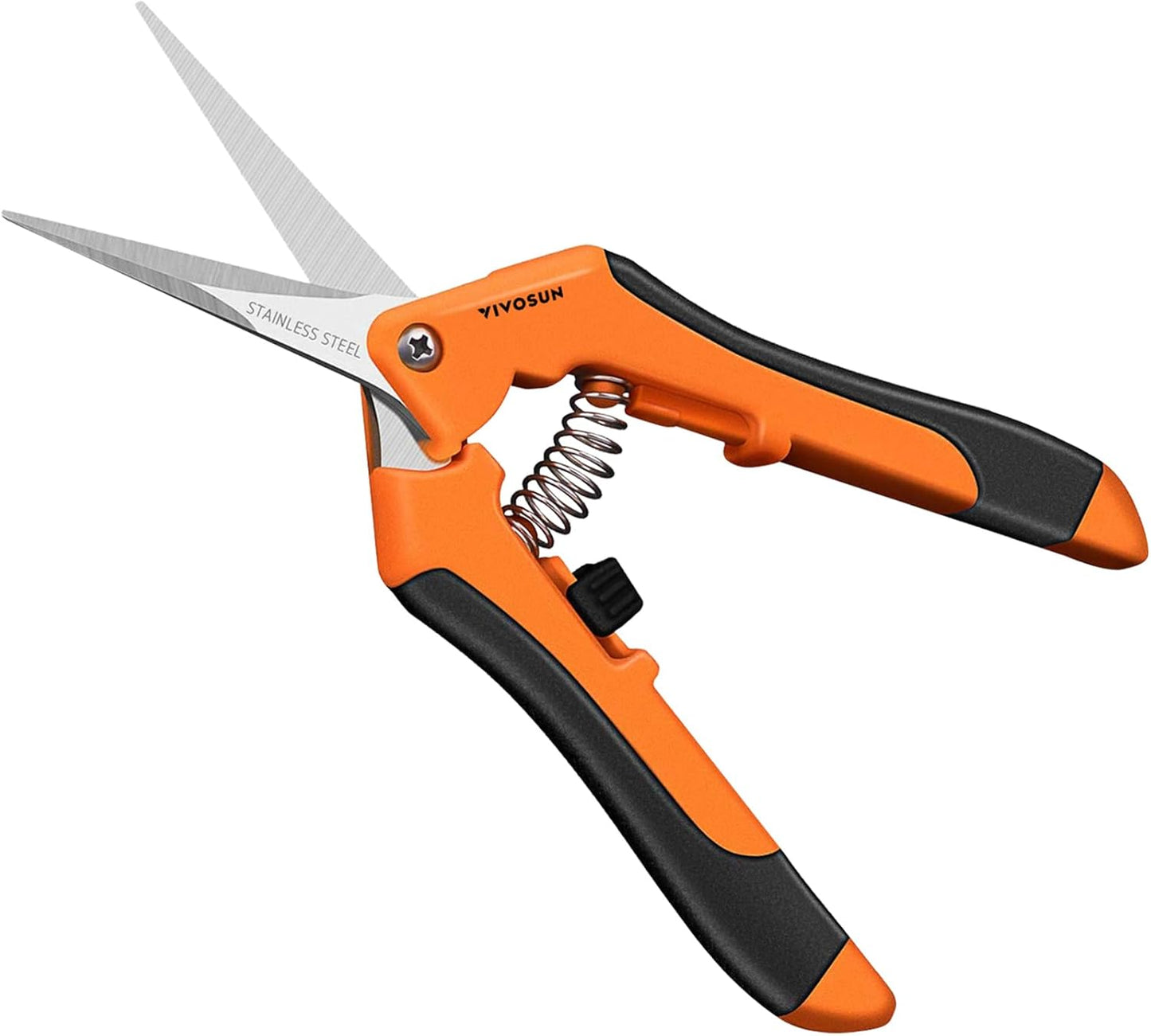 VIVOSUN Gardening Scissors - 6.5 Inch Hand Pruner with Straight Stainless Steel Blades | Orange 1-Pack