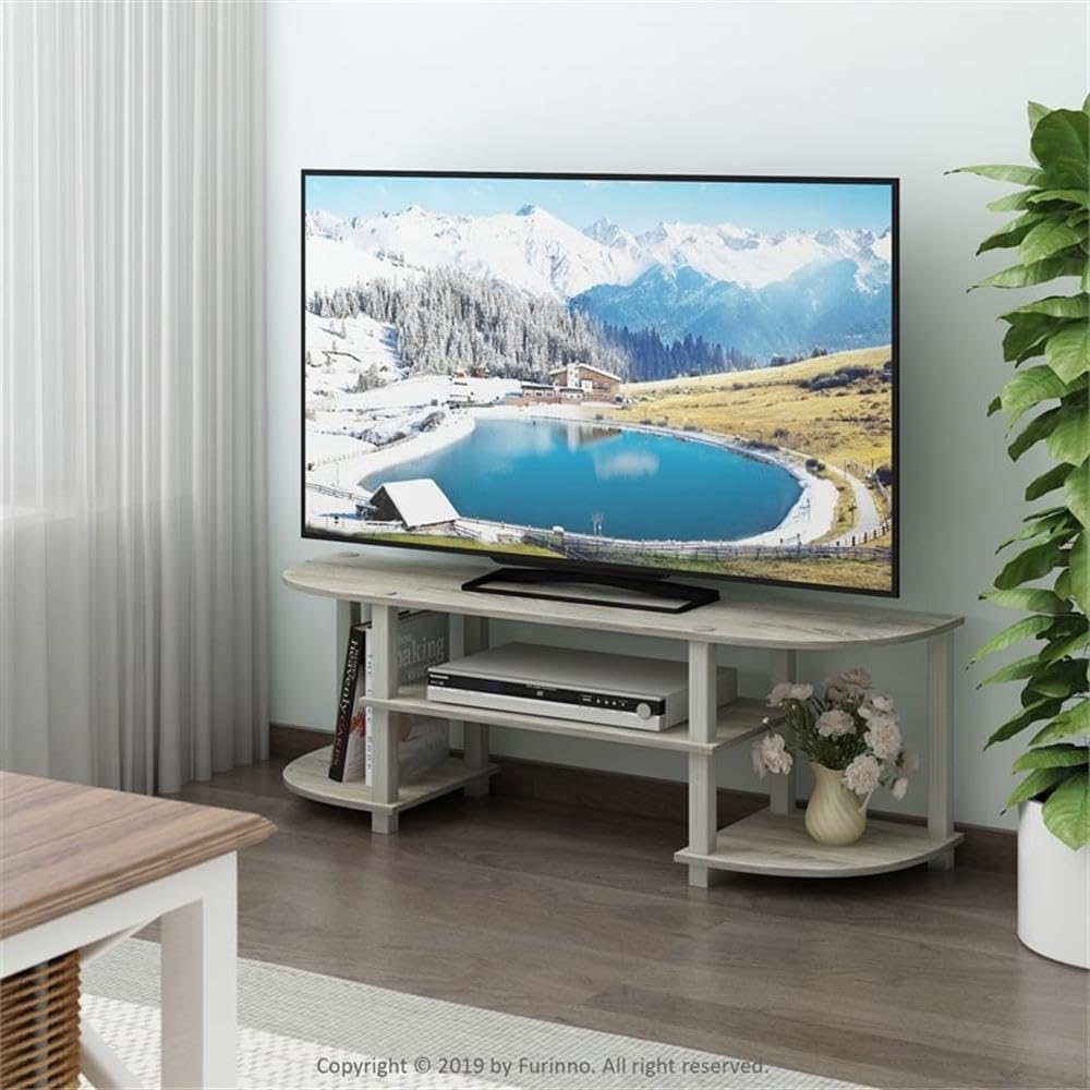 Furinno Turn-S-Tube Wide TV Entertainment Center, Sonoma Oak/White, 47. 25x13. 4x15. 9