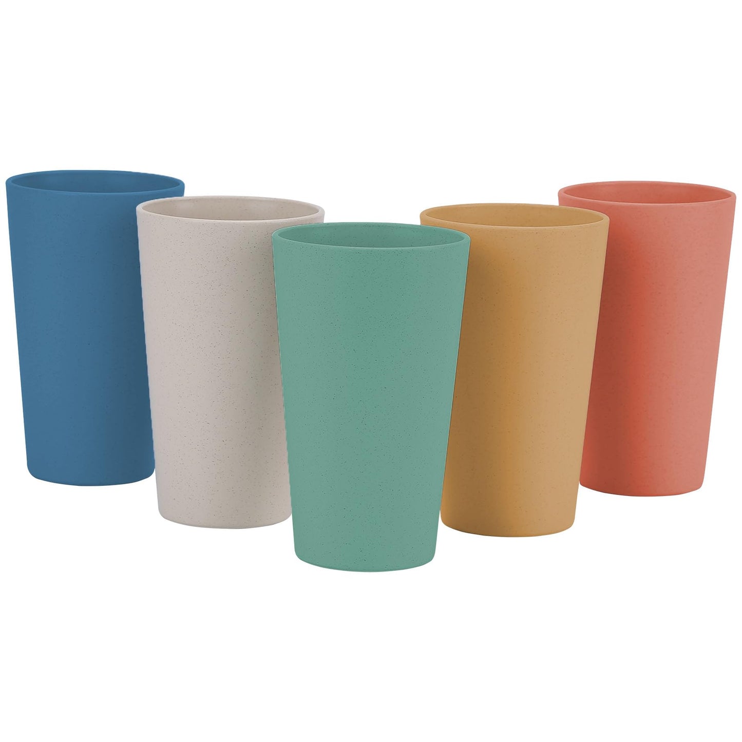 LuckyZone Wheat Straw Unbreakable Cup | 20 oz Reusable Water Drinking Glasses Sets of 5 | Lightweight Tumbler for Kitchen Outdoor | Dishwasher Safe, BPA Free and Eco friendly (20 oz, 5 Color_H)