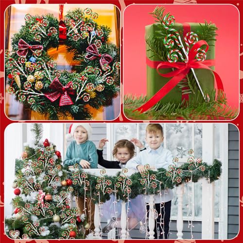 Gerrii 6-Pack Red Green White Candy Cane Christmas Tree Picks 16" Decorations