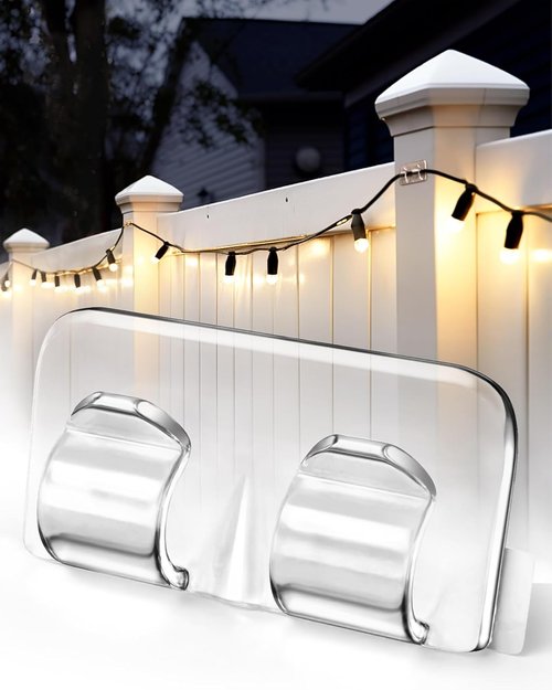 Hetyue Heavy-Duty Outdoor String Light Hooks - 40 Pcs Waterproof Adhesive Clips for Christmas Lighting