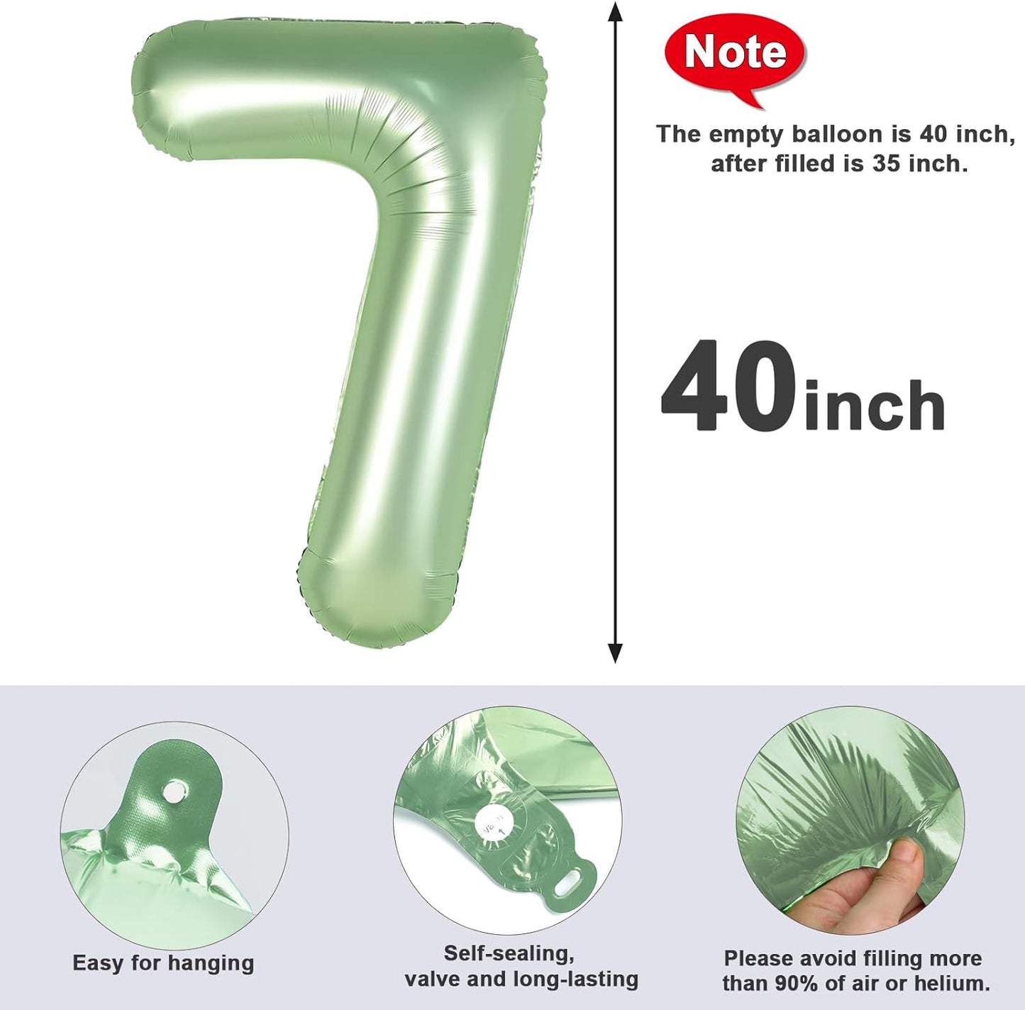 Olive Green 40-Inch Balloon Number 7 - Perfect Birthday Decorations for Engagements & Graduations