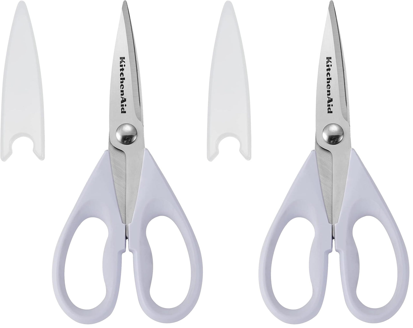 KitchenAid All Purpose Kitchen Shears with Protective Sheath Durable Stainless Steel Scissors,Dishwasher Safe,Soft Grip Comfort Handle,8.72 Inch,Lavendar Cream,(Pack of 2)