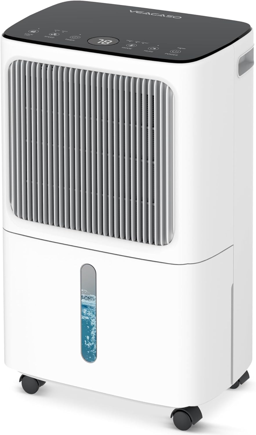 VEAGASO 2500 Sq.Ft Dehumidifier - Max 34 Pints, Intelligent Humidity Control, Three Modes, 24HR Timer