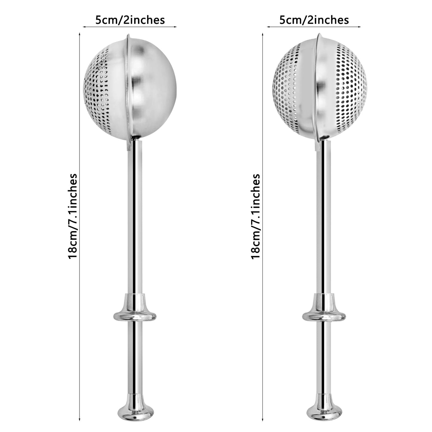 Flour Sifter, SENHAI 2 PCS Sifter for Baking, 304 Stainless Steel Powdered Sugar Shaker Duster for Sugar Flour Spices Tea Strainers (Half-hole & Full-hole)