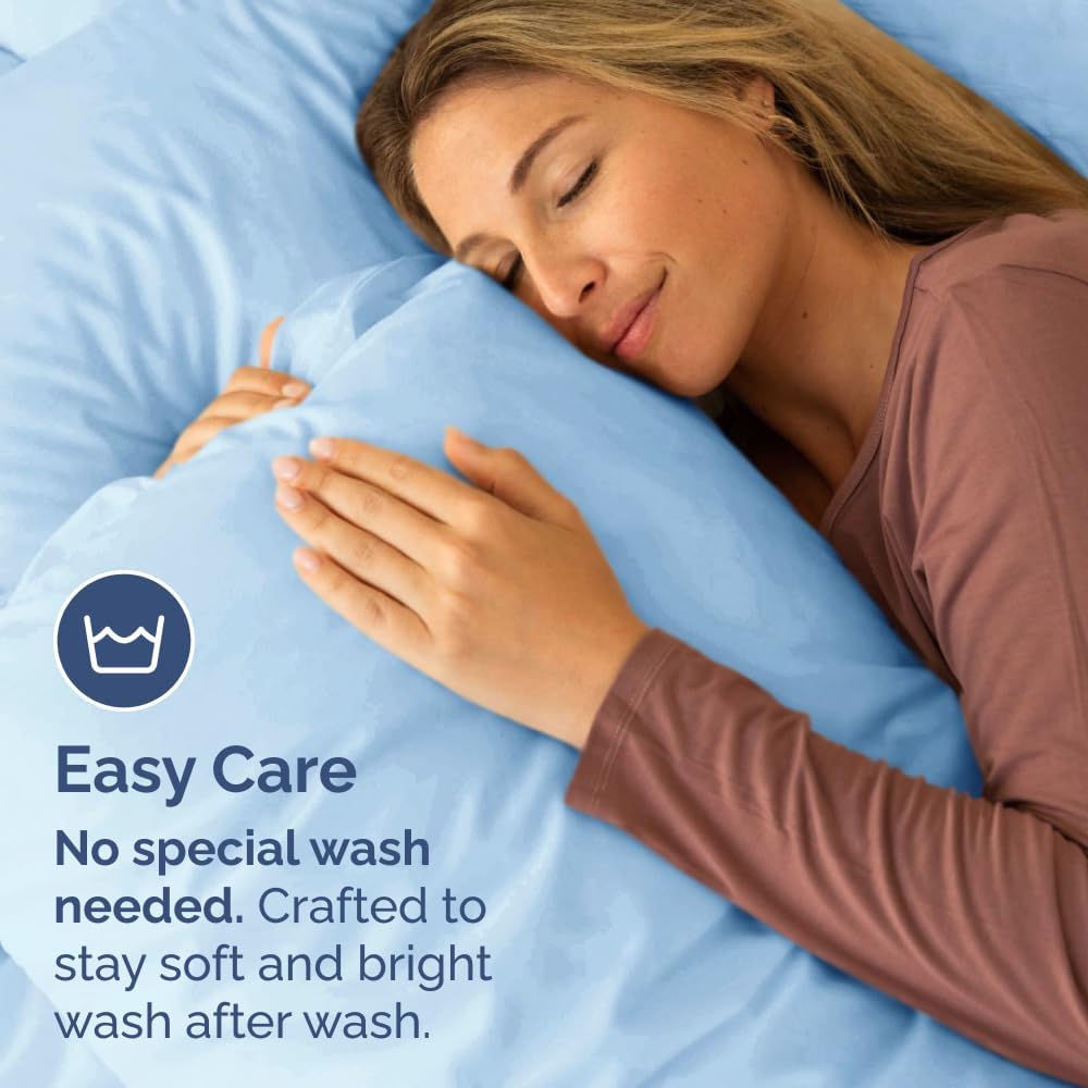 Queen Pillow Cases by [Brand Name] - Ultra Soft Hotel Quality Covers - Wrinkle Free & Fade Resistant - 10 Piece Set in Light Blue