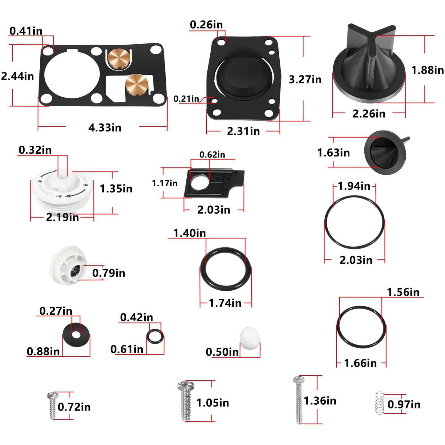 YOOWEE 29045-3000 Replacement for Jabsco Marine Manual Toilet Service Kit, Fit for 29090-3000 Compact & 29120-3000 Household Series Toilet (2008 and Up), 29045-3000 Twist N Lock Service Kits