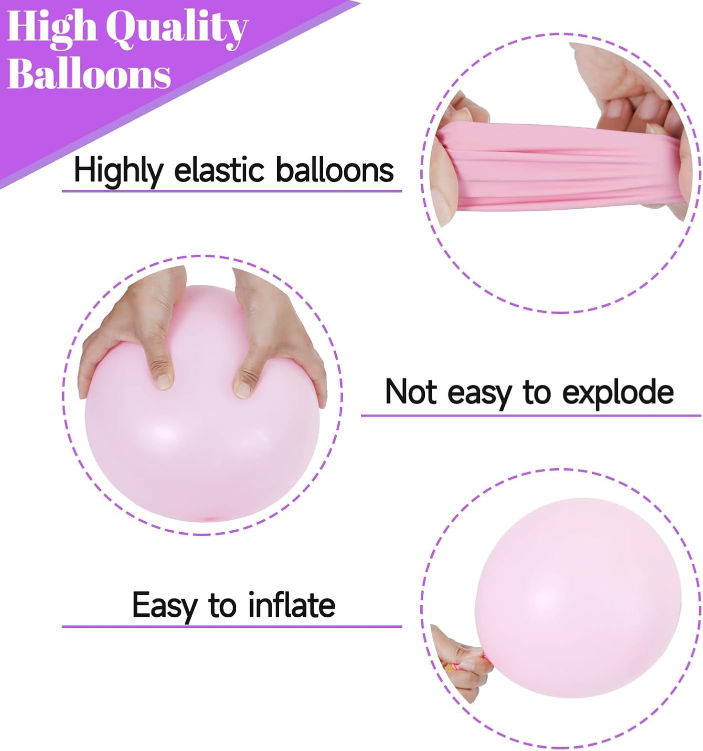 Skiennix 68-Piece Pink & Purple Balloon Set - 12-Inch Metallic Latex Balloons with Ribbons for Parties & Celebrations