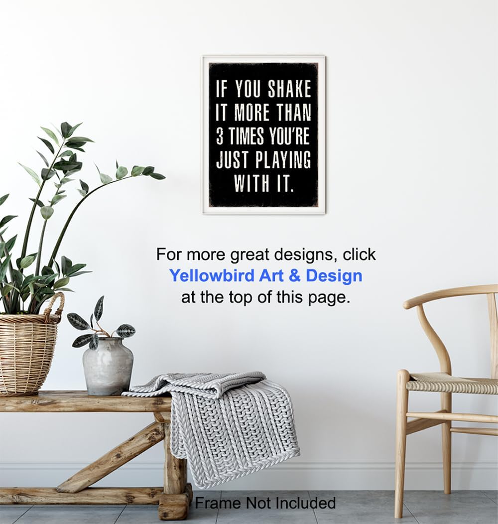 Skiennix Bathroom Wall Decor - Rustic Black Funny Sayings | Sarcastic Gifts for Him - Masculine Art Print
