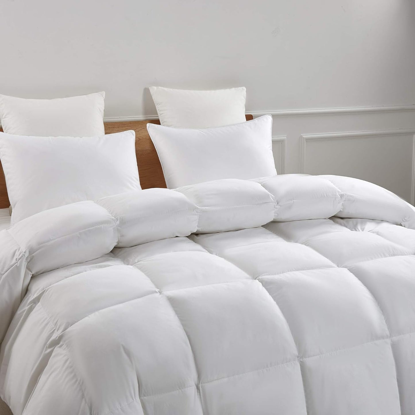 Serta Goose Feather Down Comforter | Queen Size 100% Cotton Duvet Insert - Luxury Hypoallergenic Bedding, 90 x 90 Inch White