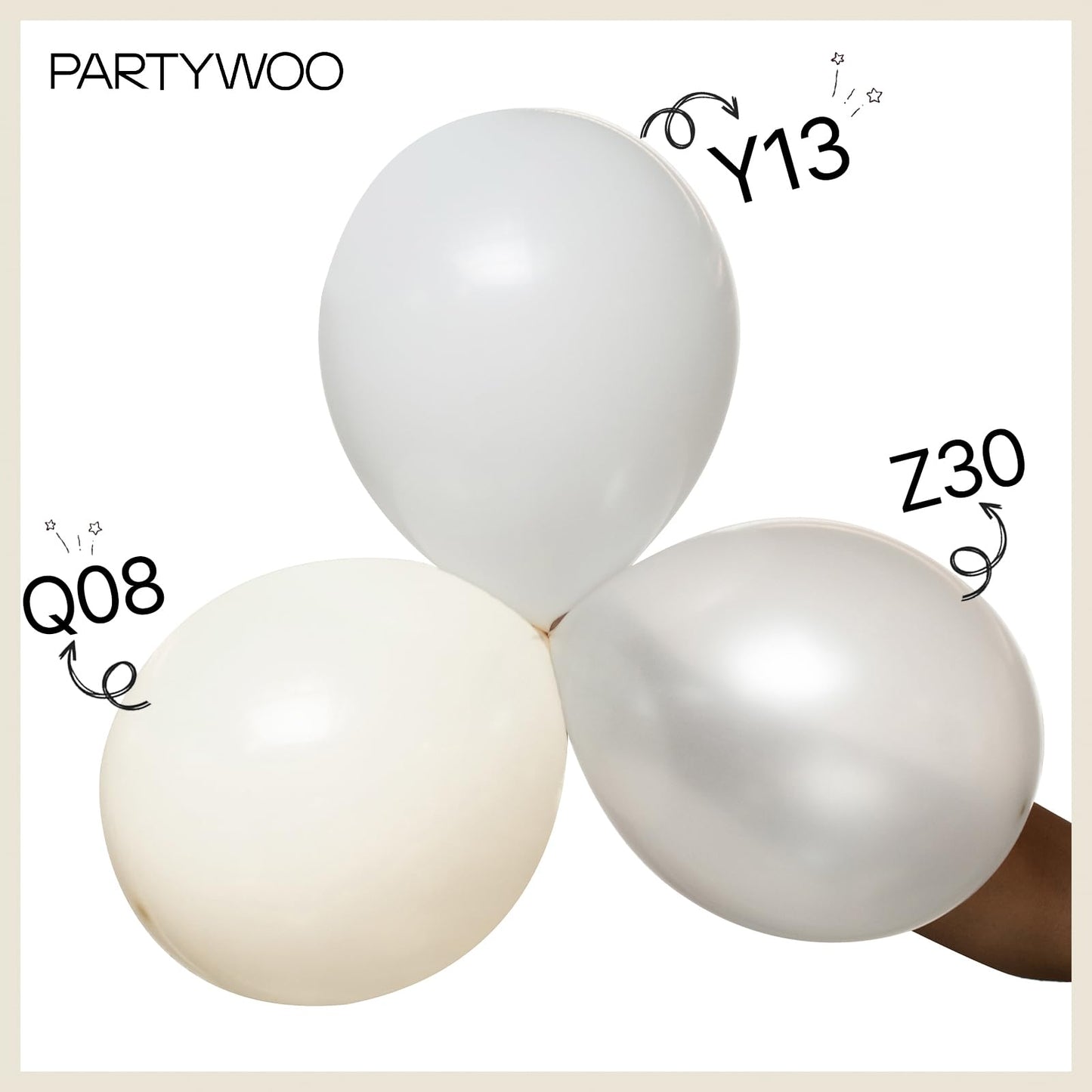 PartyWoo Beige Balloons 101pcs 12 Inch Cream Ivory White Balloons for Wedding Baby Shower Birthday Bridal Shower Graduation Engagement Easter Anniversary Tea Boho Party Decorations White-Q08