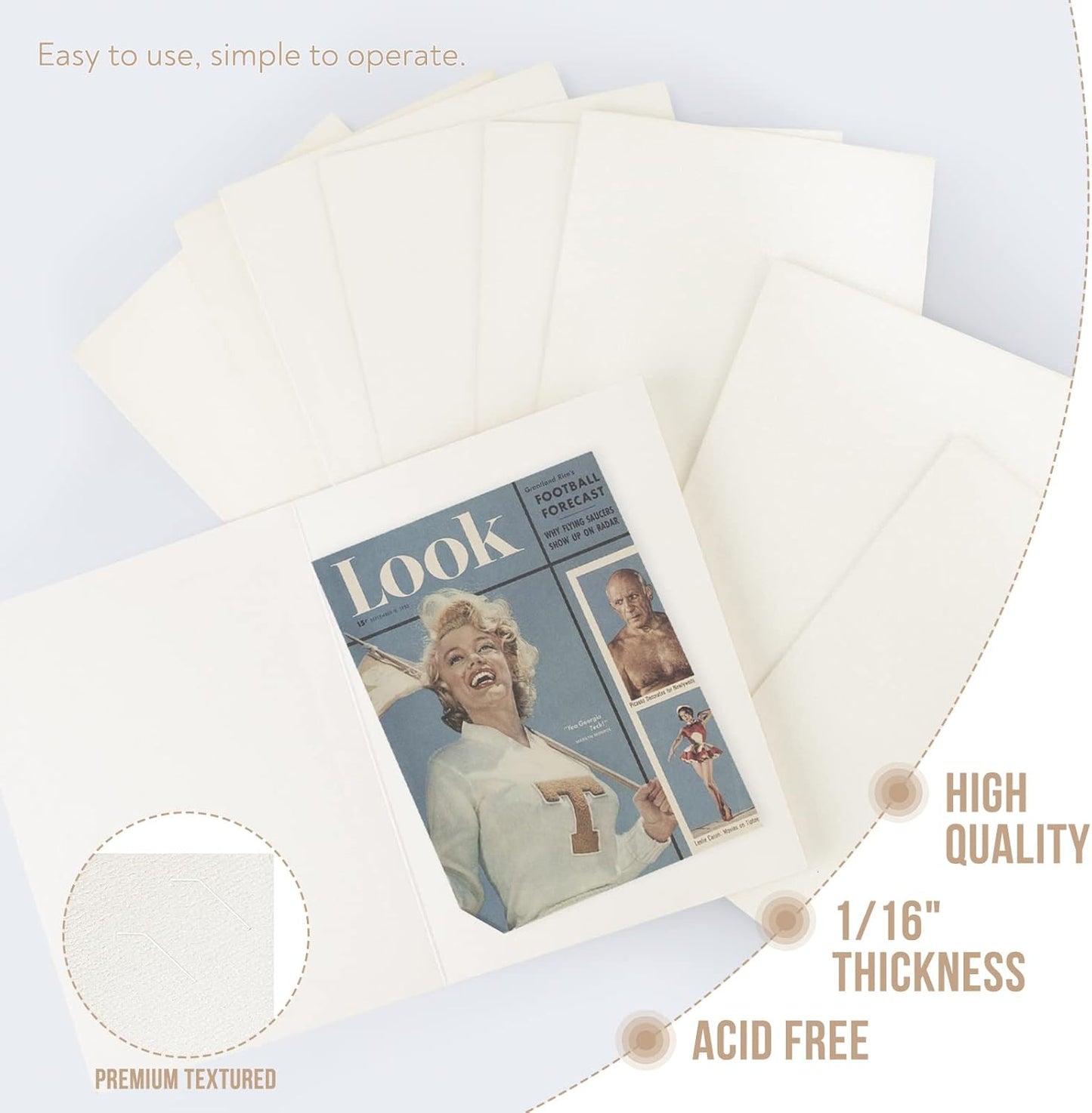 Golden State Art, Pack of 100, 6x8 or 8x10 Photo Folders, Cardboard Picture Frame, Paper Frame Cards, Greetings/Invitation Special Events: Graduation, Christmas, Wedding(Ivory)