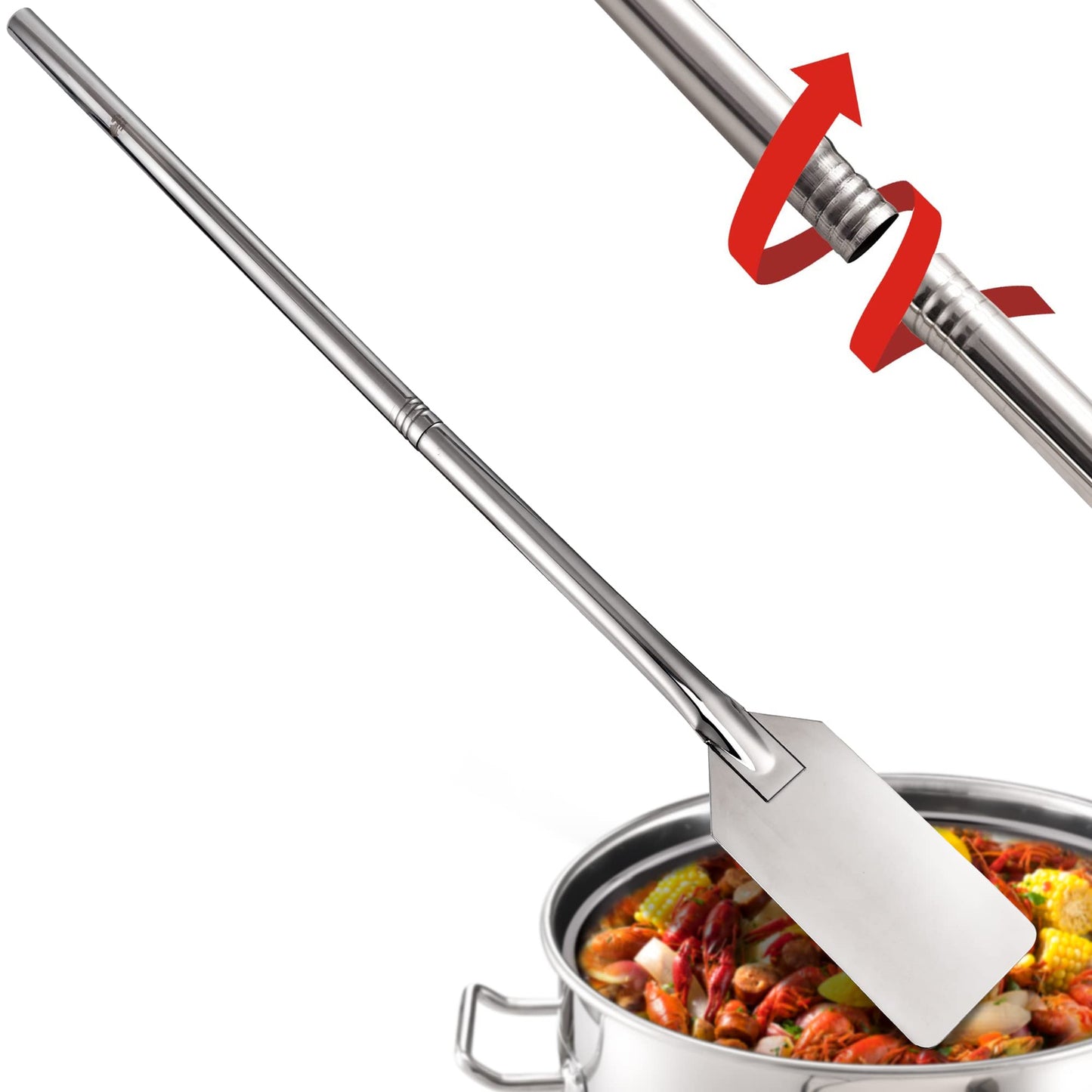 ARC WS121 48 Inch Stainless Steel Mixing Paddle with Threads Removable Handle Long Stir Paddle for Large Batch Cooking Crawfish Boil and Brewing Beer
