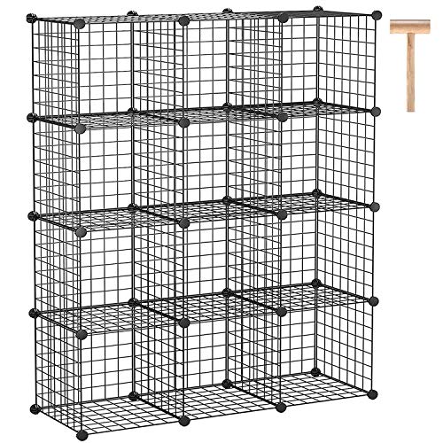 C&AHOME Black Wire Cube Storage Organizer 12-Cube Metal Shelving Unit