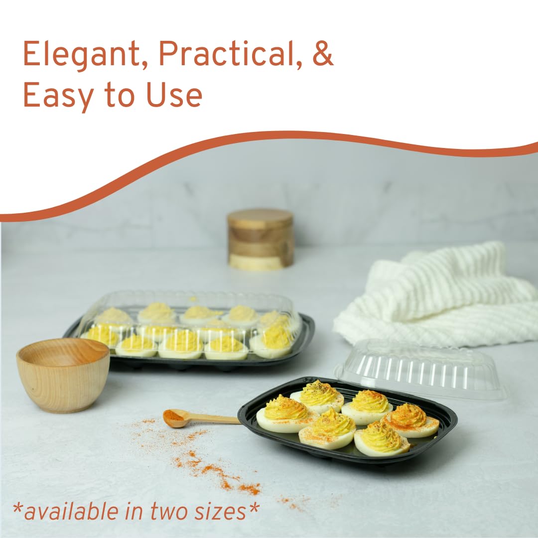 JAK Industrial 16 Pack - Disposable Deviled Egg Containers with Lid – Plastic Deviled Egg Trays – For 12 Egg Halves